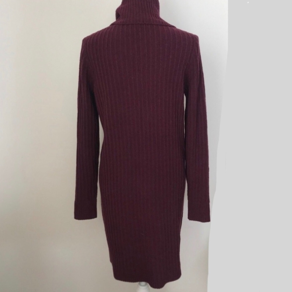 Madewell 100% Merino Wool Turtleneck Sweater Dress In Burgundy, Size Large - Picture 4 of 4